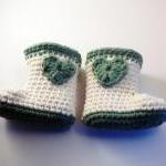 Crochet Heart Baby Booties ..