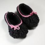 Bow baby booties - gray wit..