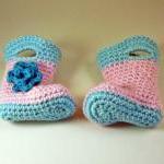 Crochet Baby Booties, pink ..