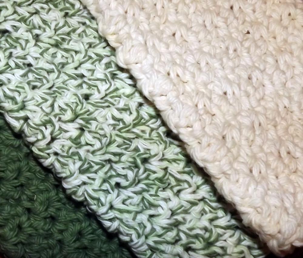 Green and Ecru dishcloth set
